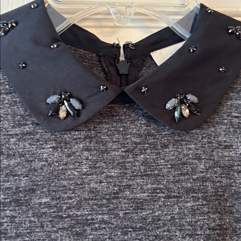 LOFT Black and Gray Dress with Jewel Accents